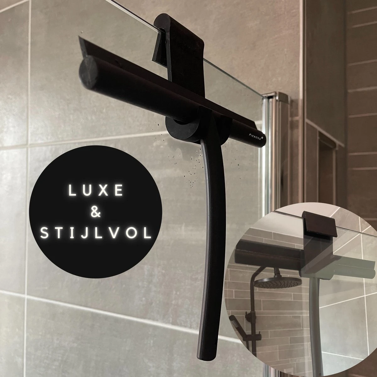 Fienosa Douchewisser Anti Kras Siliconen - Zachte Glashaak - Zwart 3 Fienosa Douchewisser Anti Kras Siliconen - Zachte Glashaak - Zwart