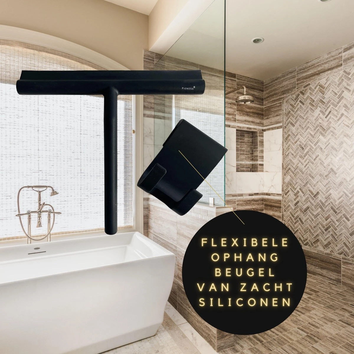 Fienosa Douchewisser Anti Kras Siliconen - Zachte Glashaak - Zwart 12 Fienosa Douchewisser Anti Kras Siliconen - Zachte Glashaak - Zwart - Afbeelding 10