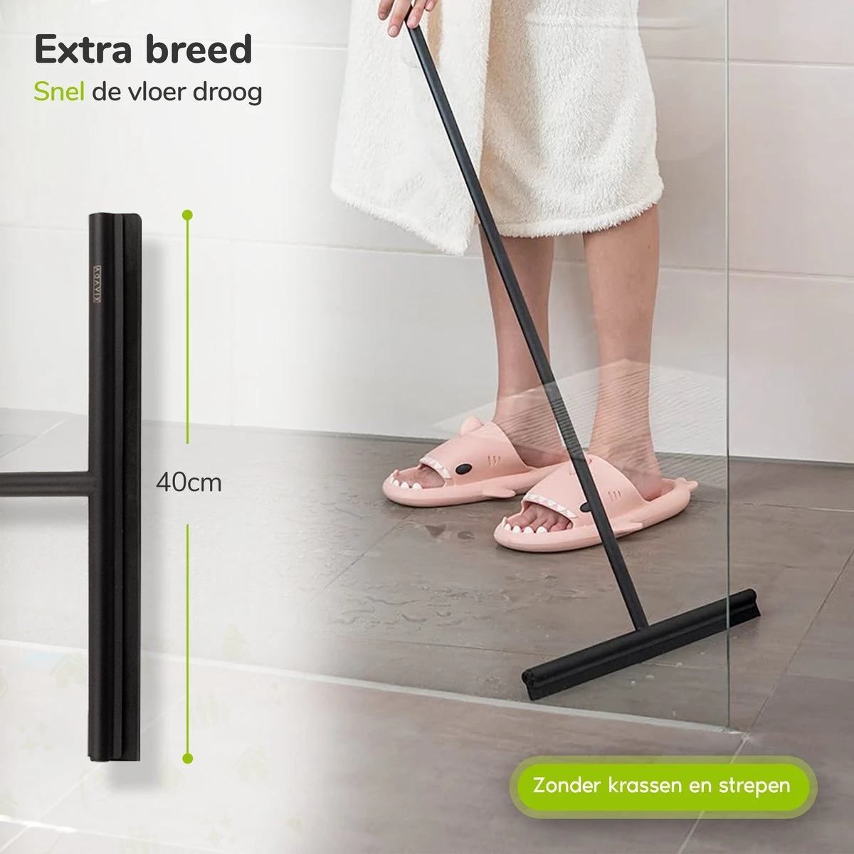 Vloerwisser - RVS - Vloertrekker Met Steel - Badkamer - Douchewisser Zwart - Douchetrekker 5 Vloerwisser - RVS - Vloertrekker Met Steel - Badkamer - Douchewisser Zwart - Douchetrekker - Afbeelding 3