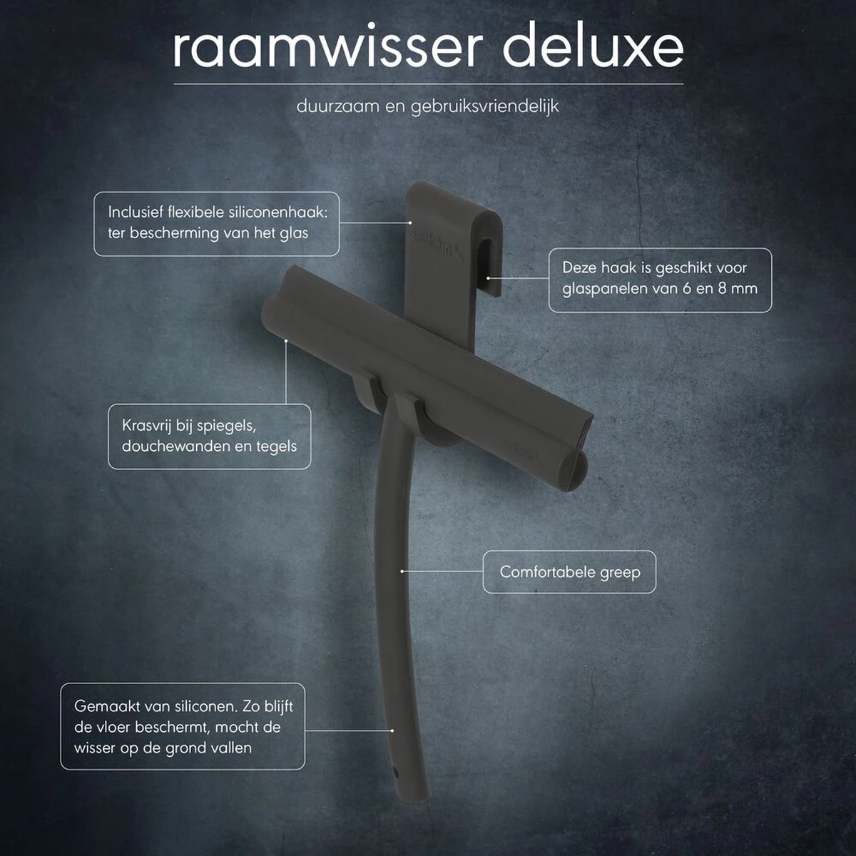 Sealskin Deluxe - Raamwisser Inclusief Flexibele Glashaak - Zwart 7 Sealskin Deluxe - Raamwisser Inclusief Flexibele Glashaak - Zwart - Afbeelding 5
