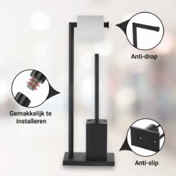 VDN Stainless Wc Rolhouder Staand - Wc Borstel Met Houder Zwart - Toiletrolhouder En Toiletborstel Met Houder - Vierkant - RVS - 2 In 1 -Badkamerartikelen Winkel 1200x1200 122