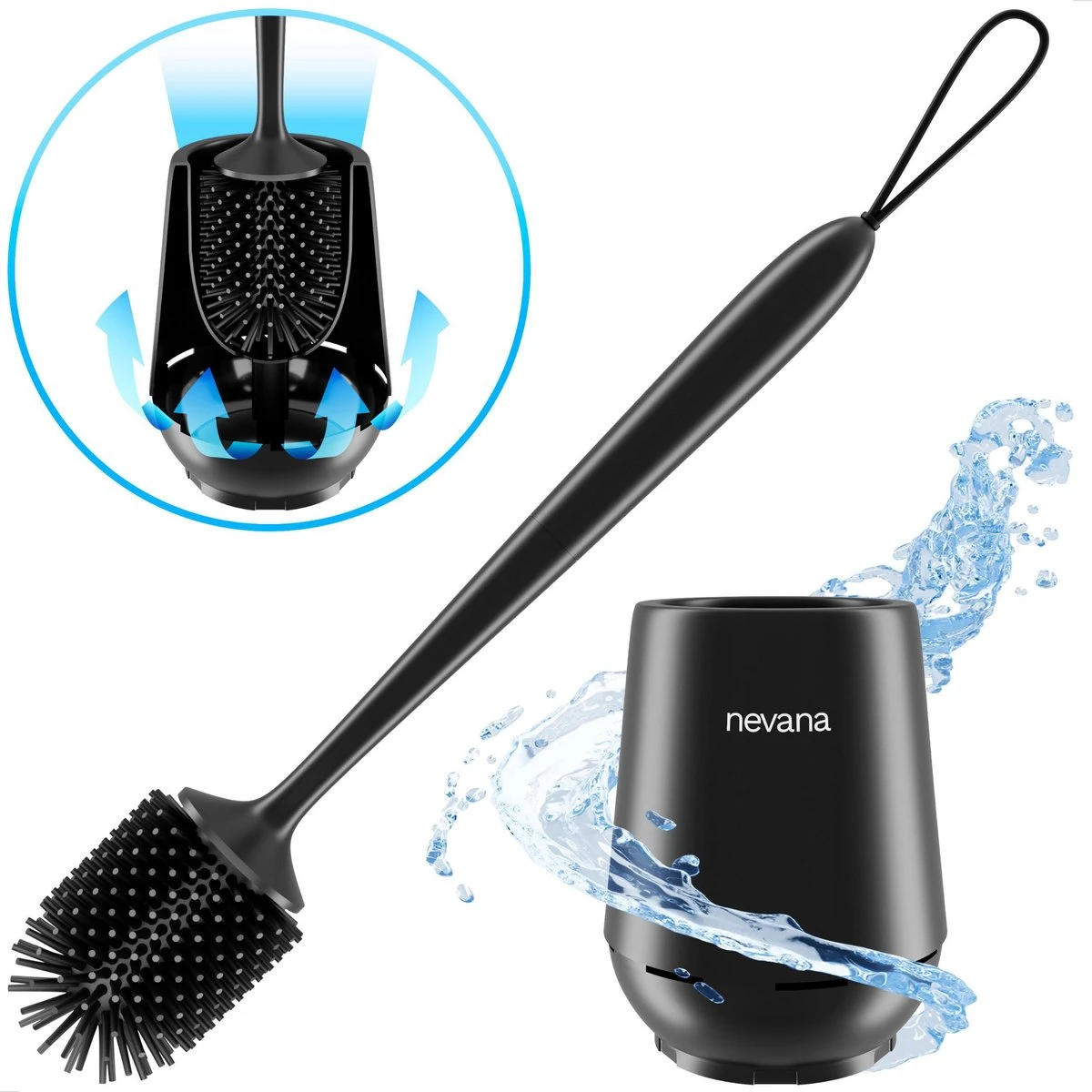 Toiletborstel Met Houder - WC Borstel - Vrijstaand - Siliconen - Zwart 3 Toiletborstel Met Houder - WC Borstel - Vrijstaand - Siliconen - Zwart