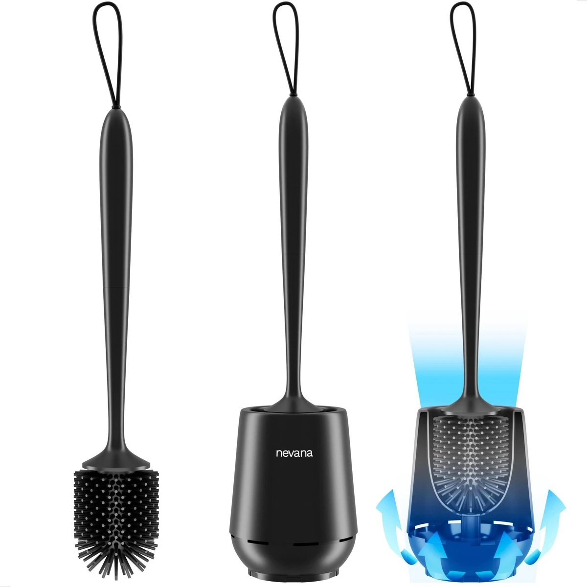 Toiletborstel Met Houder - WC Borstel - Vrijstaand - Siliconen - Zwart 10 Toiletborstel Met Houder - WC Borstel - Vrijstaand - Siliconen - Zwart - Afbeelding 8