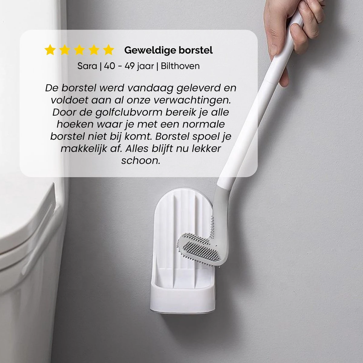 Bradey Toiletborstel Siliconen - WC Borstel Met Houder - Optimale Hygiëne - Golfclub-vorm - Komt In Alle Hoeken 4 Bradey Toiletborstel Siliconen - WC Borstel Met Houder - Optimale Hygiëne - Golfclub-vorm - Komt In Alle Hoeken - Afbeelding 2