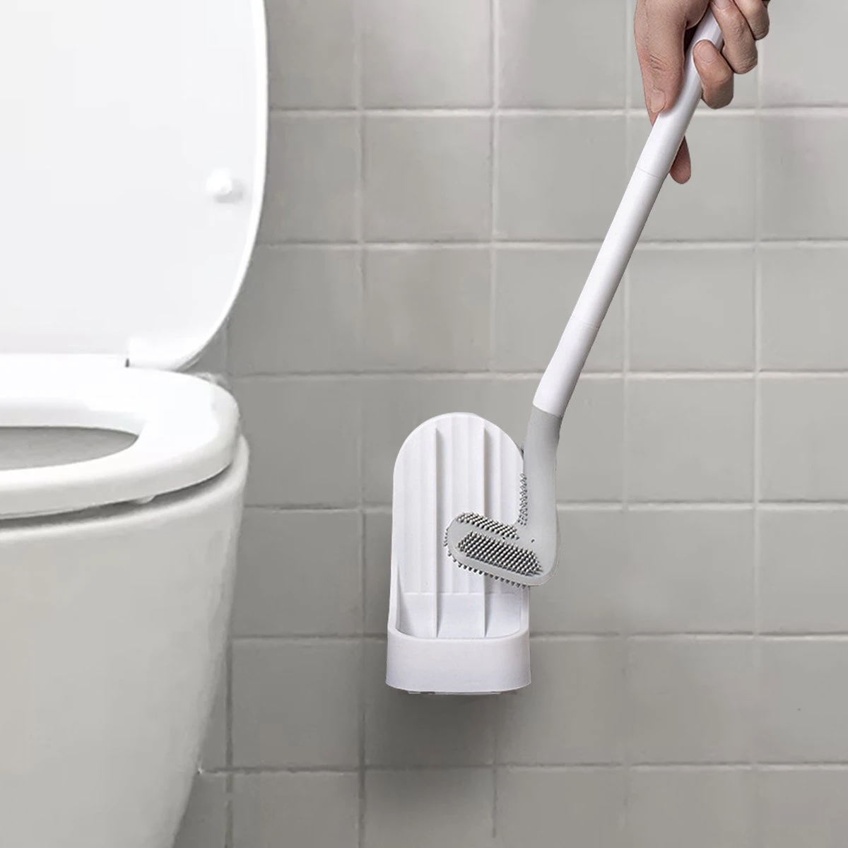 Bradey Toiletborstel Siliconen - WC Borstel Met Houder - Optimale Hygiëne - Golfclub-vorm - Komt In Alle Hoeken 9 Bradey Toiletborstel Siliconen - WC Borstel Met Houder - Optimale Hygiëne - Golfclub-vorm - Komt In Alle Hoeken - Afbeelding 7