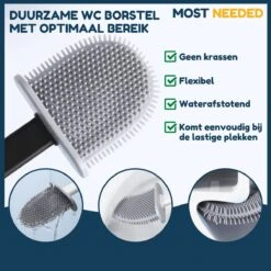 Merkloos Most Needed WC Borstel Met Houder - Siliconen Borstel - Duurzaam - Vrijstaand Of Hangend - Zwart -Badkamerartikelen Winkel 1200x1200 1480