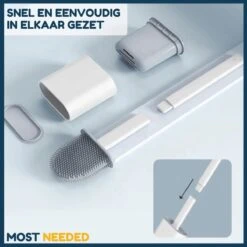 Merkloos Most Needed WC Borstel Met Houder - Siliconen Borstel - Duurzaam - Vrijstaand Of Hangend - Zwart -Badkamerartikelen Winkel 1200x1200 1483