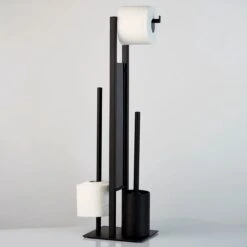 WENKO Toiletbutler Rivalta Zwart - Toiletborstel Met Houder, Toiletrolhouder En Reserverolhouder -Badkamerartikelen Winkel 1200x1200 1549