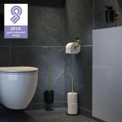 Tiger Tune - Reserverolhouder Vrijstaand - Messing Geborsteld / Zwart -Badkamerartikelen Winkel 1200x1200 1579