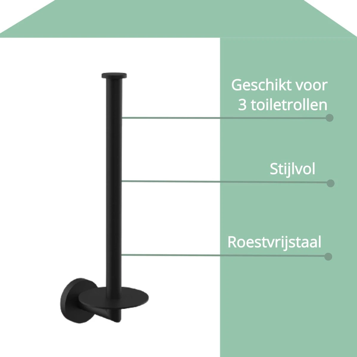Wc Rolhouder Reserverolhouder Toiletrolhouder Voor 3 Rollen Zwart - Badkamer Accessoires - Hangend 4 Wc Rolhouder Reserverolhouder Toiletrolhouder Voor 3 Rollen Zwart - Badkamer Accessoires - Hangend - Afbeelding 2