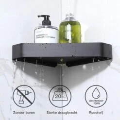 Cgoods Doucherek 2 Laags - Doucherek Zonder Boren - Doucherekje - Douchemandje - Badkamerrek - Badkamer Accessoires - Zwart -Badkamerartikelen Winkel 1200x1200 1625