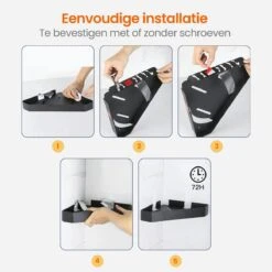 Goliving Doucherek 2 Laags - Doucherek Zonder Boren - Doucherekje Hoek - Douchemandje - Badkamerrek - Badkamer Accessoires - Zwart -Badkamerartikelen Winkel 1200x1200 1629