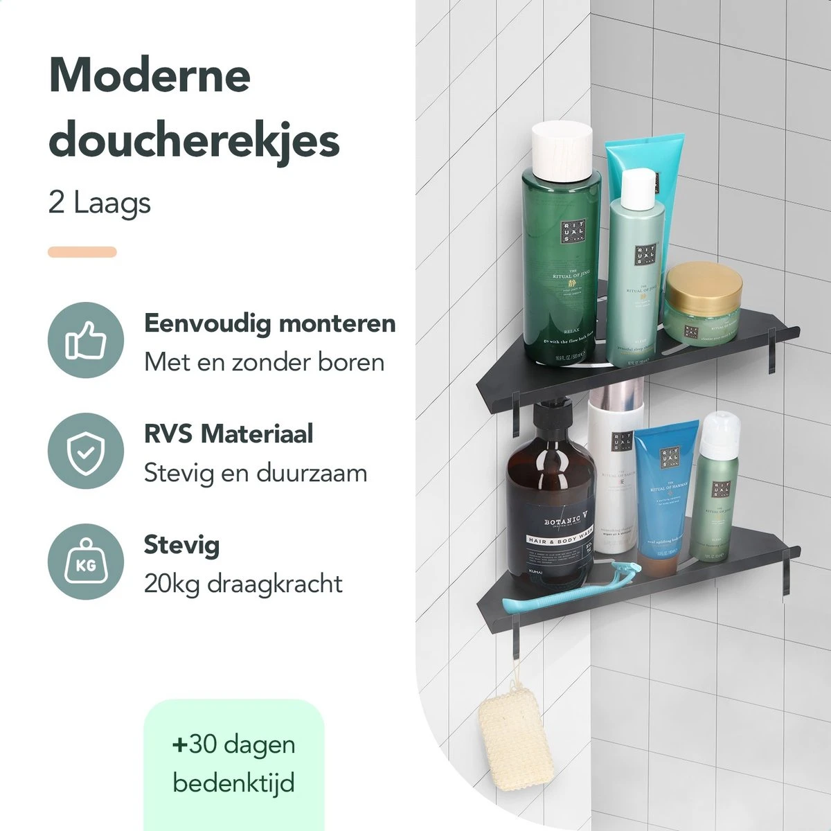 Doucherek - Doucherek Zonder Boren - Doucherekjes - Doucherek Hangend - Doucherekje - Doucherekje Zonder Boren - Doucherek Zwart - Hoek - 2 Stuks - Met Haakjes - Inclusief Montage Materiaal - Hoogwaardig Afgewerkt - EJC Products 4 Doucherek - Doucherek Zonder Boren - Doucherekjes - Doucherek Hangend - Doucherekje - Doucherekje Zonder Boren - Doucherek Zwart - Hoek - 2 Stuks - Met Haakjes - Inclusief Montage Materiaal - Hoogwaardig Afgewerkt - EJC Products - Afbeelding 2