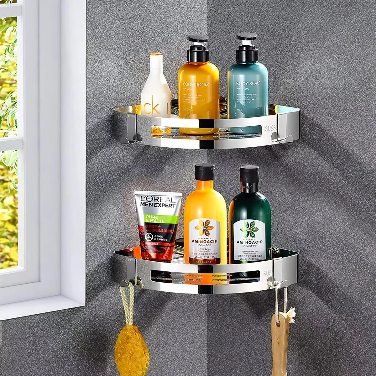 Merkloos Doucherek Zonder Boren – Doucherek Hangend – Badkamerrek – Zilver RVS – IP68 Waterdicht – 8KG Draagkracht 3 Merkloos Doucherek Zonder Boren – Doucherek Hangend – Badkamerrek – Zilver RVS – IP68 Waterdicht – 8KG Draagkracht