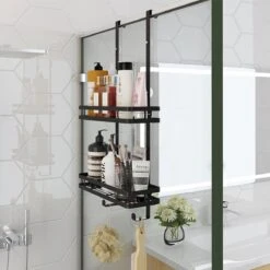 Souiri Doucherek - Stainless Doucherek - Zonder Boren - Doucherek Zwart - Doucherek Hangend - Badkamer Accessoires - RVS - 2 Laags -Badkamerartikelen Winkel 1200x1200 1672