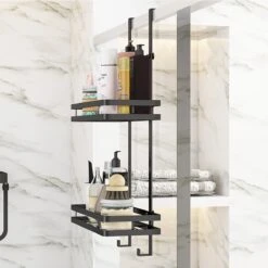 Souiri Doucherek - Stainless Doucherek - Zonder Boren - Doucherek Zwart - Doucherek Hangend - Badkamer Accessoires - RVS - 2 Laags -Badkamerartikelen Winkel 1200x1200 1675