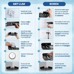 Merkloos Doucherek Zonder Boren – Doucherek – Badkamerrek – Zwart RVS – Zonder Boren – IP68 Waterdicht – 8KG Draagkracht – 2 Stuks -Badkamerartikelen Winkel 1200x1200 1685