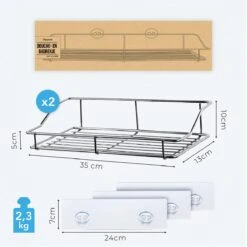 LifeGoods Zelfklevend Doucherek - 2 Stuks - Hangend Badkamer Rekje - Zonder Boren En Schroeven - RVS -Badkamerartikelen Winkel 1200x1200 1715