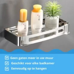 BrandtBergkamp RVS Doucherek 2 Laags – Zonder Boren – Doucherekje Hangend – Badkamerrek Zilver -Badkamerartikelen Winkel 1200x1200 1736