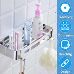 BrandtBergkamp RVS Doucherek 2 Laags – Zonder Boren – Doucherekje Hangend – Badkamerrek Zilver -Badkamerartikelen Winkel 1200x1200 1738