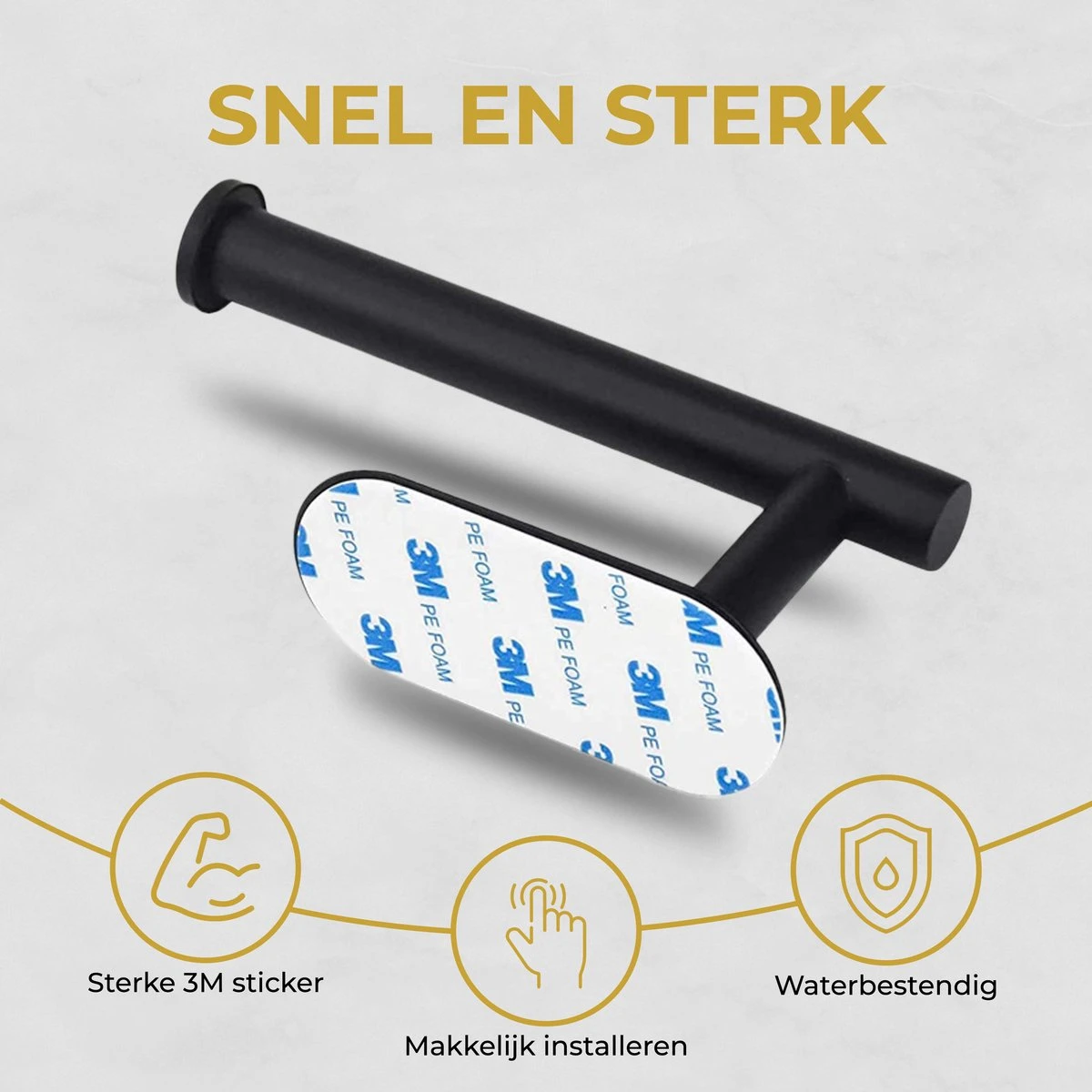 HGMD® WC Rolhouder Zelfklevend - Zwart - Toiletrolhouder Zwart - Toiletrolhouder Zonder Boren 4 HGMD® WC Rolhouder Zelfklevend - Zwart - Toiletrolhouder Zwart - Toiletrolhouder Zonder Boren - Afbeelding 2