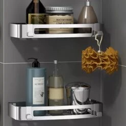 BrandtBergkamp RVS Doucherek 2 Laags – Zonder Boren – Doucherekje Hangend – Badkamerrek Zilver -Badkamerartikelen Winkel 1200x1200 1741