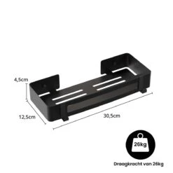BrandtBergkamp RVS Doucherek 2 Laags – Zonder Boren – Doucherekje Hangend – Badkamerrek Zwart -Badkamerartikelen Winkel 1200x1200 1751