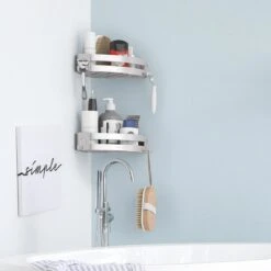 Sanicraft® Doucherekje - Doucherekje Zonder Boren - Geschikt Voor Elk Type Muur - Doucherekje Hangend - Doucheplank - Doucherekje Hoek - Doucherekje Zilver -Badkamerartikelen Winkel 1200x1200 1754