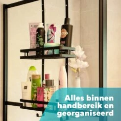 L'eauxe Doucherek Hangend Zonder Boren - Ophangbaar Badkamerrek Aan Douchewand - Opbergrek - Badkamer Accessoires - RVS - Zwart - Cadeau -Badkamerartikelen Winkel 1200x1200 1761