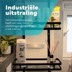 L'eauxe Doucherek Hangend Zonder Boren - Ophangbaar Badkamerrek Aan Douchewand - Opbergrek - Badkamer Accessoires - RVS - Zwart - Cadeau -Badkamerartikelen Winkel 1200x1200 1762