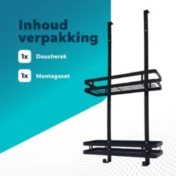 L'eauxe Doucherek Hangend Zonder Boren - Ophangbaar Badkamerrek Aan Douchewand - Opbergrek - Badkamer Accessoires - RVS - Zwart - Cadeau -Badkamerartikelen Winkel 1200x1200 1763