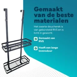 L'eauxe Doucherek Hangend Zonder Boren - Ophangbaar Badkamerrek Aan Douchewand - Opbergrek - Badkamer Accessoires - RVS - Zwart - Cadeau -Badkamerartikelen Winkel 1200x1200 1765