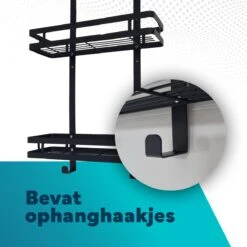 L'eauxe Doucherek Hangend Zonder Boren - Ophangbaar Badkamerrek Aan Douchewand - Opbergrek - Badkamer Accessoires - RVS - Zwart - Cadeau -Badkamerartikelen Winkel 1200x1200 1766
