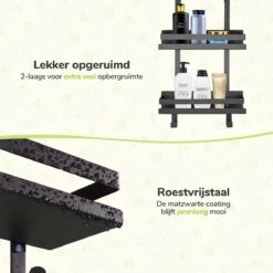 Doucherek Zonder Boren - Zwart - 2-Laags Doucherekje - Hangend Aan Douchewand 11 Doucherek Zonder Boren - Zwart - 2-Laags Doucherekje - Hangend Aan Douchewand -Badkamerartikelen Winkel 1200x1200 1768