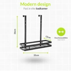 Doucherek Aan Douchewand - Zwart - Doucherekje Hangend - Zonder Boren -Badkamerartikelen Winkel 1200x1200 1833