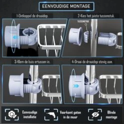 Nolad® - Doucherek Hangend - Doucherek Zonder Boren - Keukenrek - Gootsteen Organizer - Badkamer Accessoires - Zilver -Badkamerartikelen Winkel 1200x1200 1861