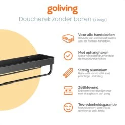 Goliving Doucherek Zonder Boren - Doucherekje- Badkamerrek 2 Laags - Hangend - Wandrek - RVS - Opbergrek - 40cm - Zwart -Badkamerartikelen Winkel 1200x1200 1865