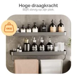 Goliving Doucherek Zonder Boren - Doucherekje- Badkamerrek 2 Laags - Hangend - Wandrek - RVS - Opbergrek - 40cm - Zwart -Badkamerartikelen Winkel 1200x1200 1866