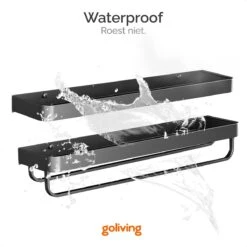 Goliving Doucherek Zonder Boren - Doucherekje- Badkamerrek 2 Laags - Hangend - Wandrek - RVS - Opbergrek - 40cm - Zwart -Badkamerartikelen Winkel 1200x1200 1869