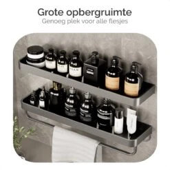 Goliving Doucherek Zonder Boren - Doucherekje- Badkamerrek 2 Laags - Hangend - Wandrek - RVS - Opbergrek - 40cm - Zwart -Badkamerartikelen Winkel 1200x1200 1870