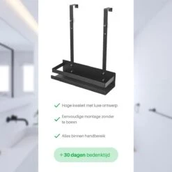 Doucherek Hangend - Ophangbaar Doucherek - Mat Zwart - Badkamerrek - Zonder Boren - Doucherek Aan Douchewand - Doucherekje -Badkamerartikelen Winkel 1200x1200 1882