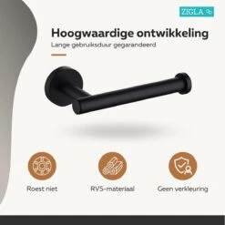 Zigla - WC Rolhouder – Toiletrolhouder – Toiletpapierhouder - WC Rol Houder – RVS – Zwart 16 Zigla - WC Rolhouder – Toiletrolhouder – Toiletpapierhouder - WC Rol Houder – RVS – Zwart -Badkamerartikelen Winkel 1200x1200 189