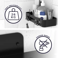 Doucherekje Van Sanicraft® - Doucherekje Zonder Boren - Geschikt Voor Elk Type Muur - Hangend - Roestvrij - 2 Stuks - Zwart -Badkamerartikelen Winkel 1200x1200 1892