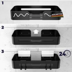 Doucherekje Van Sanicraft® - Doucherekje Zonder Boren - Geschikt Voor Elk Type Muur - Hangend - Roestvrij - 2 Stuks - Zwart -Badkamerartikelen Winkel 1200x1200 1893