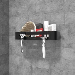 Doucherekje Van Sanicraft® - Doucherekje Zonder Boren - Geschikt Voor Elk Type Muur - Hangend - Roestvrij - 2 Stuks - Zwart -Badkamerartikelen Winkel 1200x1200 1894