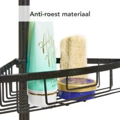 Ogoods Telescopisch Doucherek Inclusief 4 Manden - Zwart - Badkamerrek - Zonder Boren - In Hoogte Verstelbaar - Opbergsysteem -Badkamerartikelen Winkel 1200x1200 1915