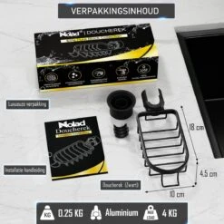 Nolad® - Doucherek Hangend - Doucherek Zonder Boren - Keukenrek - Gootsteen Organizer - Badkamer Accessoires - Zwart -Badkamerartikelen Winkel 1200x1200 1920