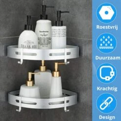 BrandtBergkamp RVS Doucherek 3 Laags – Zonder Boren – Doucherek Hangend – Badkamerrek Zilver -Badkamerartikelen Winkel 1200x1200 1937