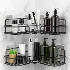 Strex Doucherek Hoekvorm - 2 Stuks - Bevestigen Zonder Boren Of Schroeven