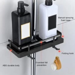 Merkloos Douchestang Opbergrek - Zonder Boren - Luxe - Zwart - Shampoohouder - Zeephouder - Opbergrek - Douche - Douchegelhouder -Badkamerartikelen Winkel 1200x1200 1986